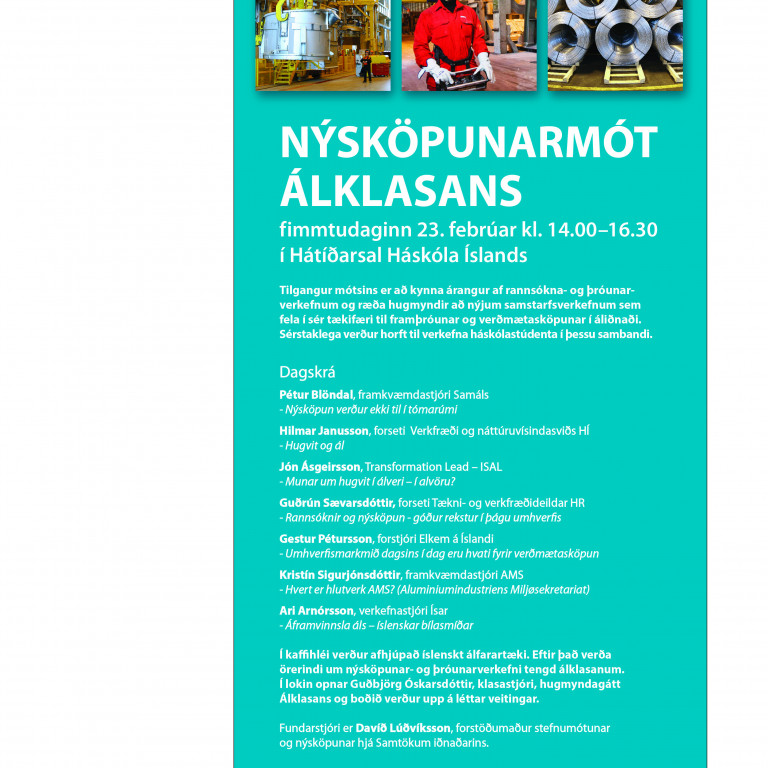 Dagskrá  og skráning á Nýsköpunarmóts Álklasans
